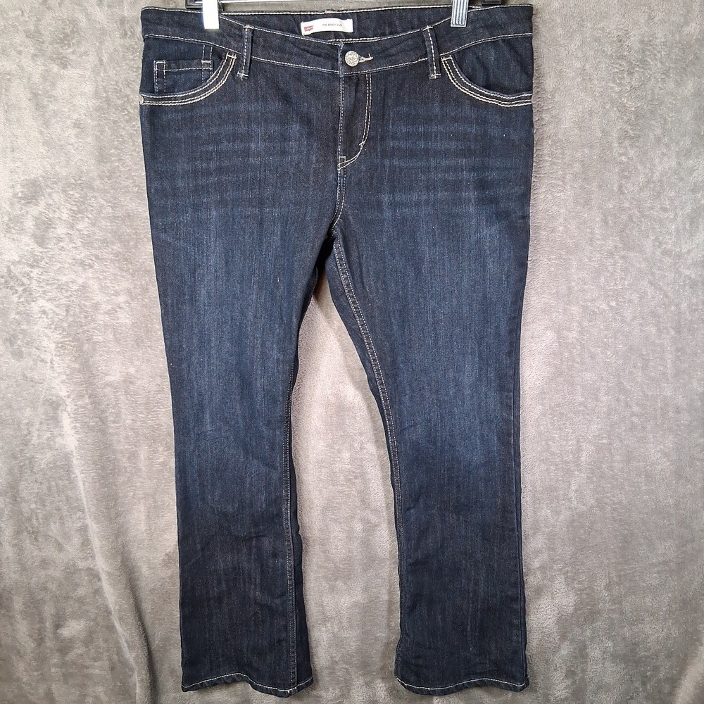 Levis 715 Bootcut Women 16.5 Plus Dark Blue Low Rise Flap Pockets Stretch 36x28